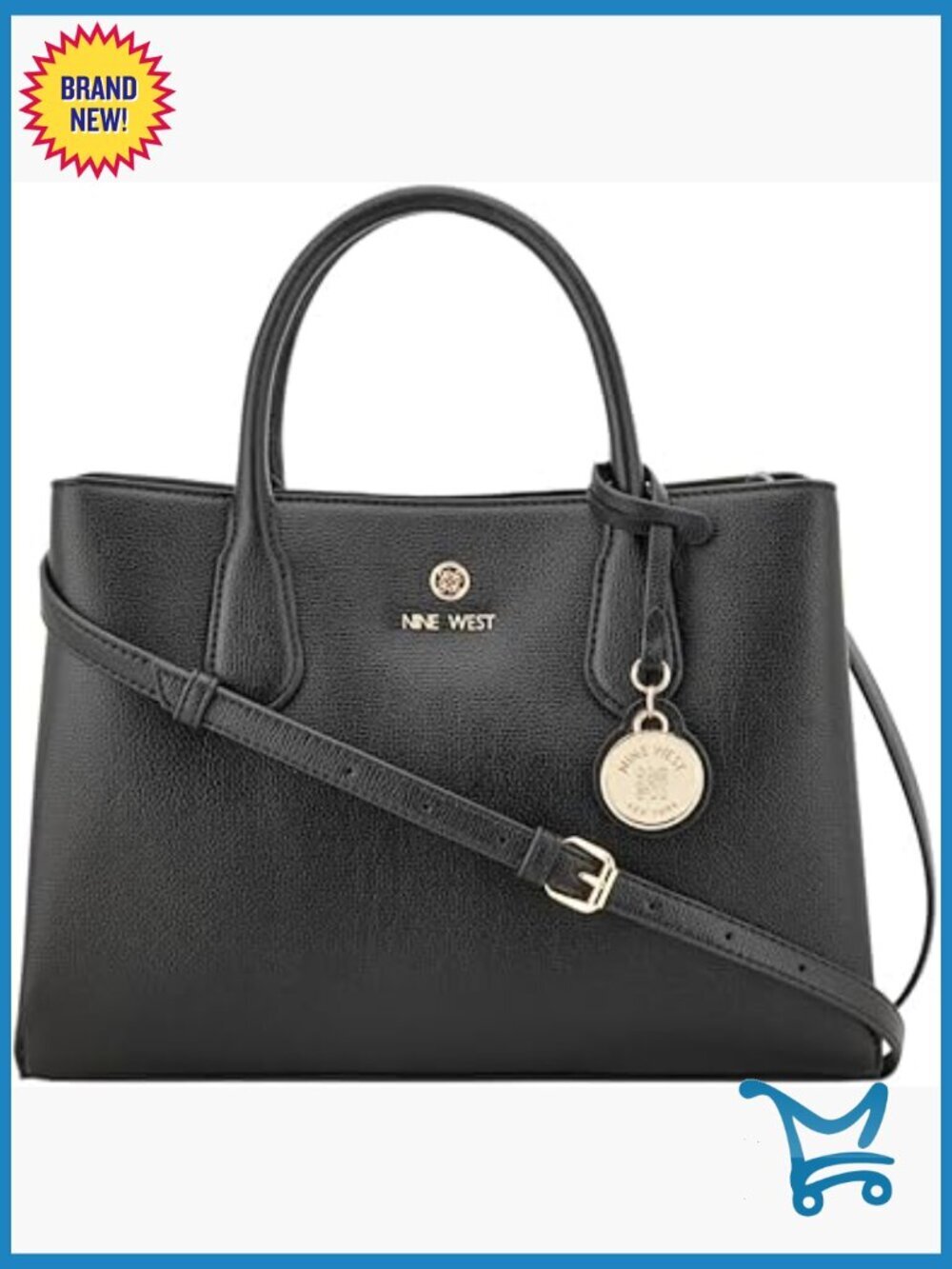 Medium Faux Leather Satchel with Triple Compartments and Adjustable Strap